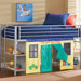 Universal Junior Twin Low Loft Bed with Bookshelves and Built-In Ladder