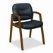 VL800 Series Leather Guest Chair with Wood Arms