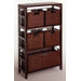 Espresso Wide 3 Section Storage Shelf with Baskets