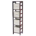 Capri Storage Shelf with 4 Foldable Beige Fabric Baskets
