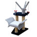 16" Lounger with Tree and Bamboo Post Cat Tree in Navy/Gray