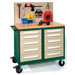 Bench High Extra-Wide Mobile Tool Cabinet with 10 Drawers and Wood Top: 45" W x 28 1/4" D x 40"  H