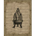 Faux Bois Distressed Antique Linen Wall Art in Black