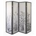 Four Panel Room Divider with Floral Design in Black