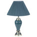 Tall Ceramic Table Lamp with Silver Accents in Green