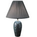 Ceramic Table Lamp with Floral Embossing in Green