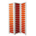 3-Panel Wooden Screen Room Divider in White and Orange
