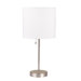 2-Piece Brush Steel Table Lamp with White Shade