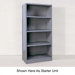 Industrial Clip Closed Shelving: Beaded Post Units with 5 Shelves; Adder Unit