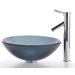 Frosted Black Glass Vessel Sink and Sheven Faucet