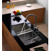 Undermount 33" Double Bowl 50/50 Kitchen Sink with Kitchen Faucet and Soap Dispenser