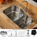  Stainless Steel Undermount 32" Double Bowl Kitchen Sink with Soap Dispenser