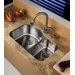 32 inch Undermount Double Bowl Stainless Steel Kitchen Sink with Kitchen Faucet and Soap Dispenser