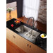 33 inch Undermount Double Bowl Stainless Steel Kitchen Sink with Chrome Kitchen Faucet and Soap Dispenser