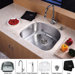 30" Undermount Single Bowl Kitchen Sink with 15" Faucet and Soap Dispenser