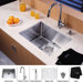 23" Undermount Single Bowl Kitchen Sink with 15" Faucet in Chrome and Soap Dispenser