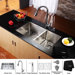 33" Undermount 70/30 Double Bowl Kitchen Sink with 18.5" Faucet and Soap Dispenser