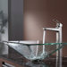 Clear Aquamarine Glass Vessel Sink and Virtus Faucet