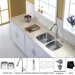 32 inch Double Bowl Kitchen Sink with Chrome Kitchen Faucet and Soap Dispenser