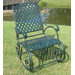 Iron Patio Diamond Lattice Rocking Chair in Dark Green