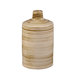 Short Glazed Ceramic Vase in Beige with Striped Brown Accents