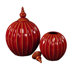 Small Ribbed Ceramic Vase in Scarlet Red Glaze with Mocha Accents (Set of 2)