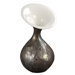22" Tall Wood Vase in Mother of Pearl Shell and Glossy Cream Lacquer
