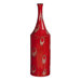 Large Ceramic Vase with Textured Silver Sand Accents in Bright Red