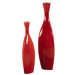 17" - 22" Tall Mottled Scarlet Ceramic Vase in Red Glaze (Set of 2)