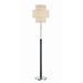  Floor Lamp in Black Genuine Leather with Chrome Accent