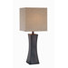 Table Lamp with Tan Fabric Shade in Dark Walnut
