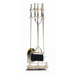 4 Piece Polished Brass Fireplace Tool Set