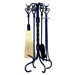 4 Piece Wrought Iron Heart Twist Design Fire Tool Set