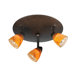 Serpentine 24" Three Light Track Light with Amber Swirl Glass in Rust