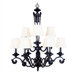 Old Mahogany 9 Light Chandelier with Fabric Shades