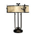 Two Light Table Lamp with White Mica in Antique Golden Sand