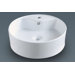 Round Ceramic Vessel Sink with Overflow in White