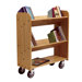 Solid Oak Book Truck With 2 Sloped & 1 Flat Shelf