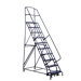 GSW Series Steel Rolling Warehouse Ladder w/ Handrails - 11' 10-1/2" steel rolling whse ladder