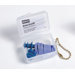 Multiple Use Com-Fit&reg; Triple Flange Blue Silicone Rubber Corded Earplugs With Inserter Device And Plastic Carrying Case With Chain (1 Pair Per Plastic Case, 20 Pair Per Box)