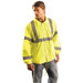 Hi-Viz Yellow Polyester Economy LIghweight Spring/Fall Windbreaker Jacket With 2" Reflective Stripes And White Tricot Fleece Lining