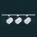 Three Large White Roundback Three Head Track Light Kit