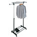 Adjustable Garment Rack with Shelf in Black and Chrome