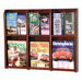 Six Magazine and Twelve Brochure Oak and Acrylic Wall Display
