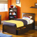 Brooklyn Platform Bed with Flat Panel Drawers in Antique Walnut