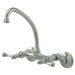Double Handle Wall Mount Bridge Faucet with Metal Lever Handles
