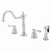 Heritage Double Handle Widespread Kitchen Faucet with Brass Side Spray and Metal Lever Handle
