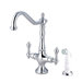 Classic Double Handle Single Hole Kitchen Faucet with Metal Lever Handles and Plastic Side Spray