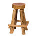 Traditional Cedar Log Slab Barstool with Outside Footrests