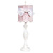 Curvy Candle Table Lamp with Pink and White Striped Scallop Drum Shade